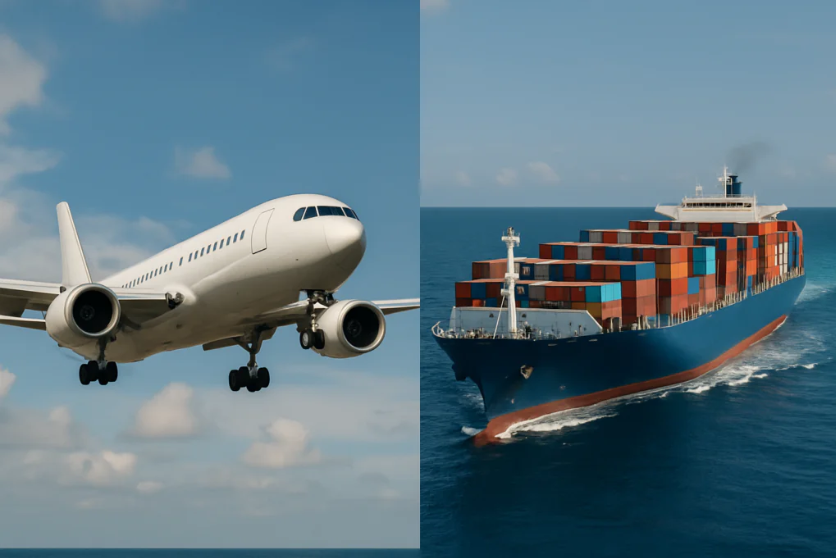 Diferença entre frete marítimo e frete aéreo